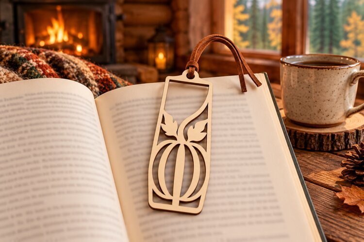 Geometric Leaf Filigree Bookmark Laser Cut SVG PNG Design example image 1