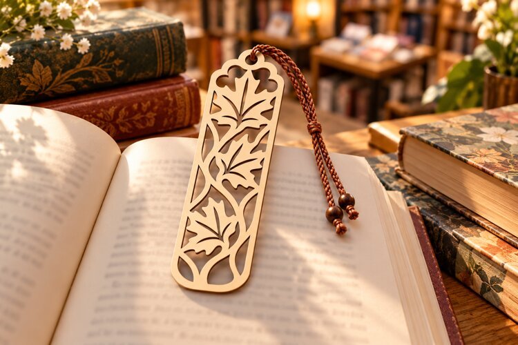 Botanical Lace Bookmark Laser Cut SVG PNG Design botanical example image 1