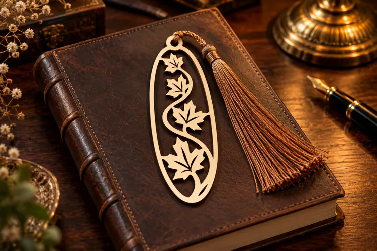 Slim Botanical Leaf Bookmark Laser Cut SVG PNG Design slim