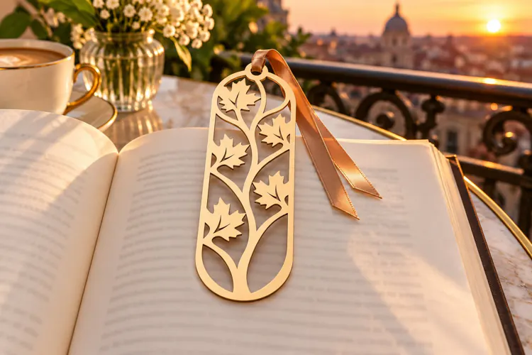 Elegant Leaf Silhouette Bookmark Laser Cut SVG PNG Design
