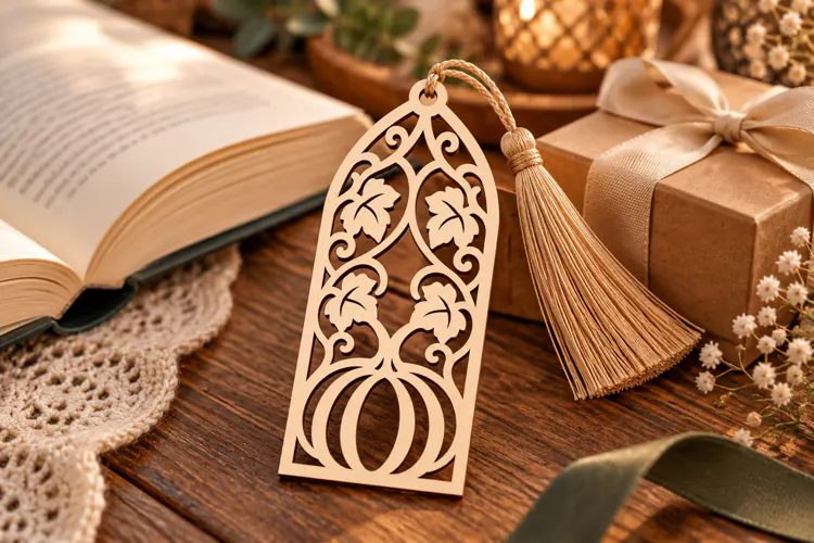 Pumpkin Floral Wooden Bookmark SVG pumpkin bookmark svg