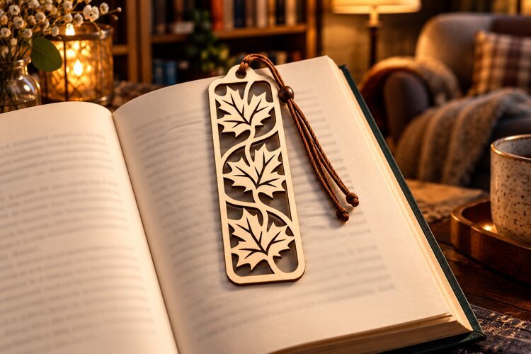 Maple Leaves Wooden Bookmark SVG leaf bookmark svg, autumn example image 1