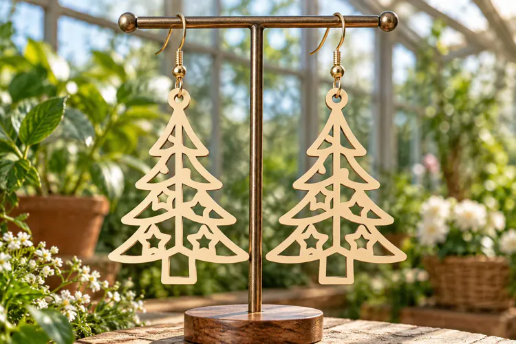 Christmas Tree Wood Earrings SVG christmas tree earrings