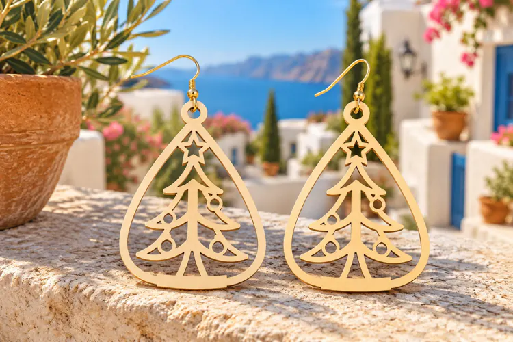 Teardrop Xmas Tree Earrings SVG teardrop earring svg, christ