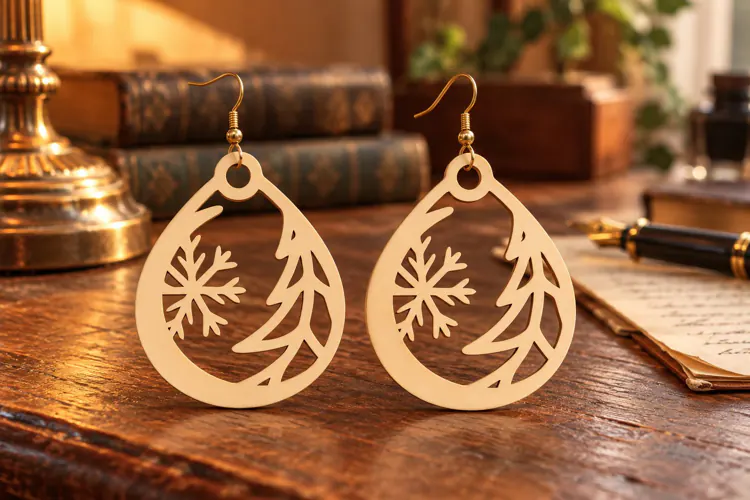 Winter Snowflake Tree Earrings SVG winter earring svg