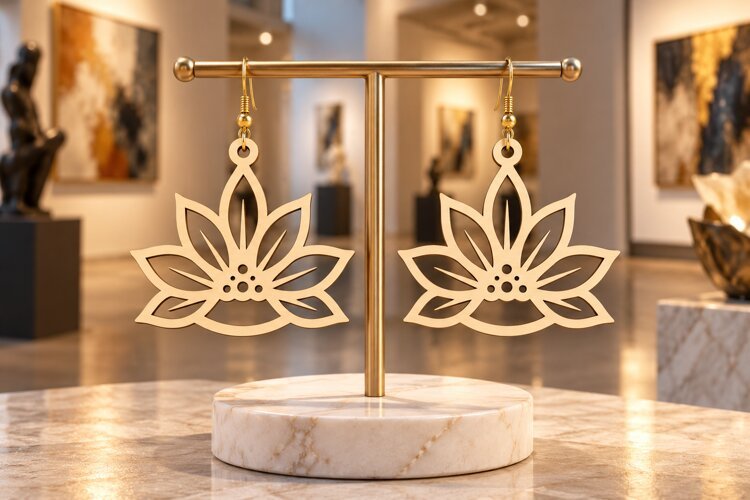 Lotus Flower Cutout Earrings SVG lotus earring svg, yoga example image 1