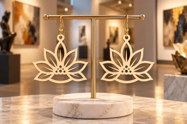 Lotus Flower Cutout Earrings SVG lotus earring svg, yoga