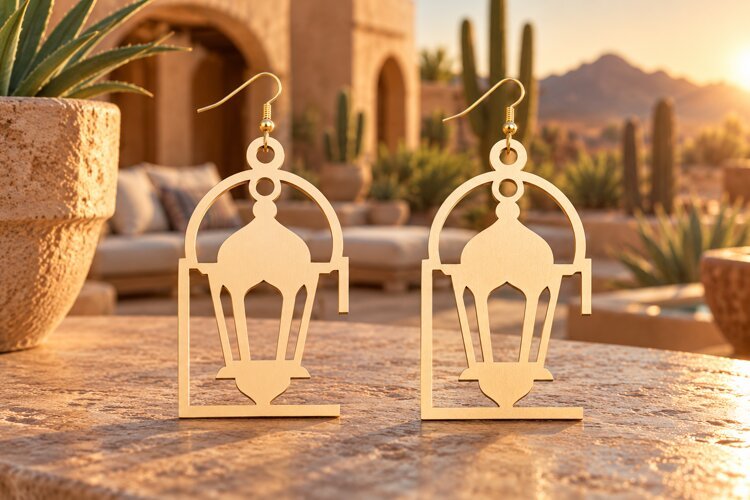 Arch Xmas Lantern Earrings SVG lantern earring svg, arch example image 1
