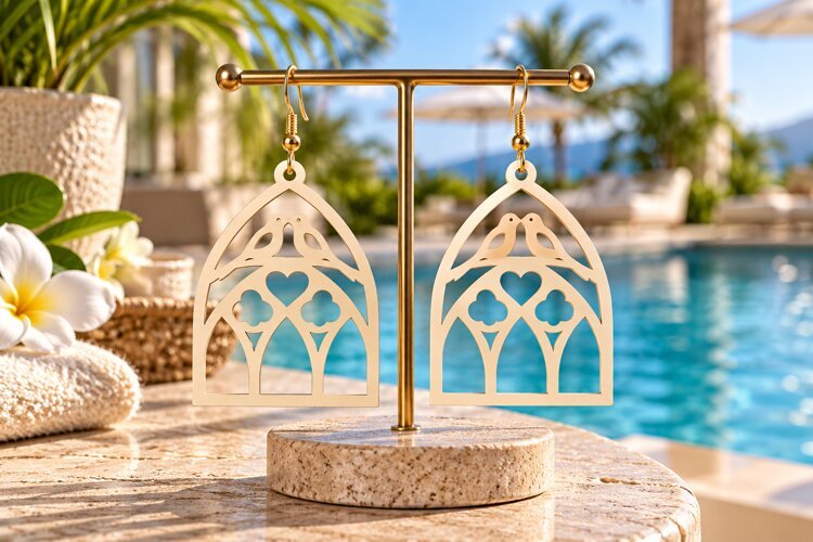 arch earring svg, gothic cathedral design, arch window laser example image 1
