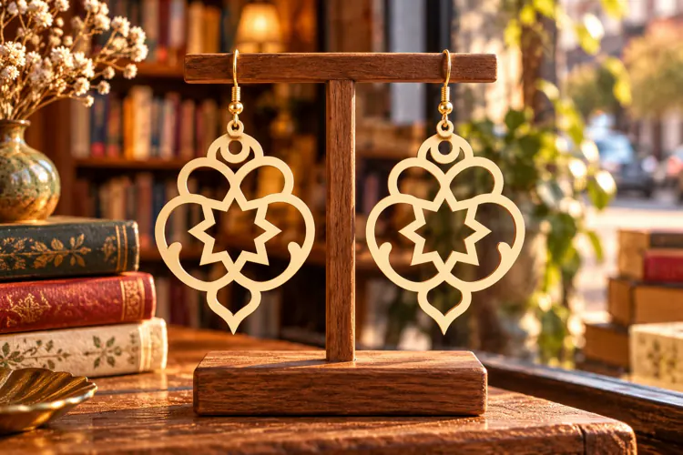 moroccan earring svg, tile jewelry design, geometric laser