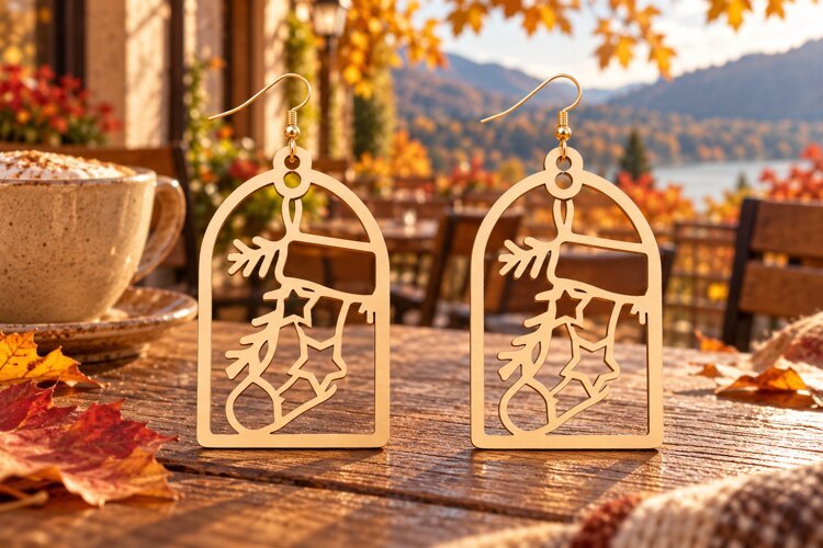 arch stocking svg, arch xmas earrings, holiday laser cut example image 1