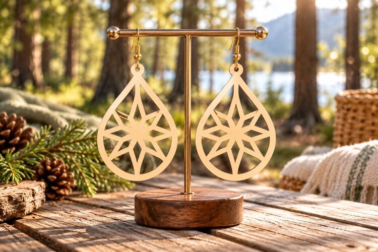 diamond compass svg, starburst earring file, compass star example image 1