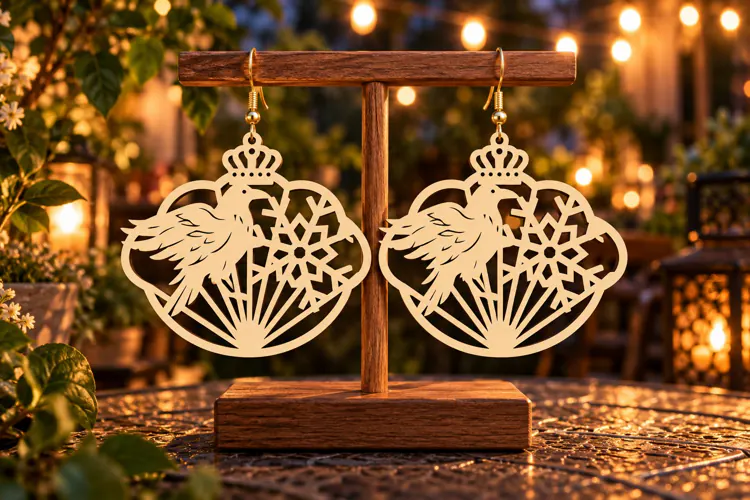 fan peacock earring, floral fan svg, peacock jewelry design,