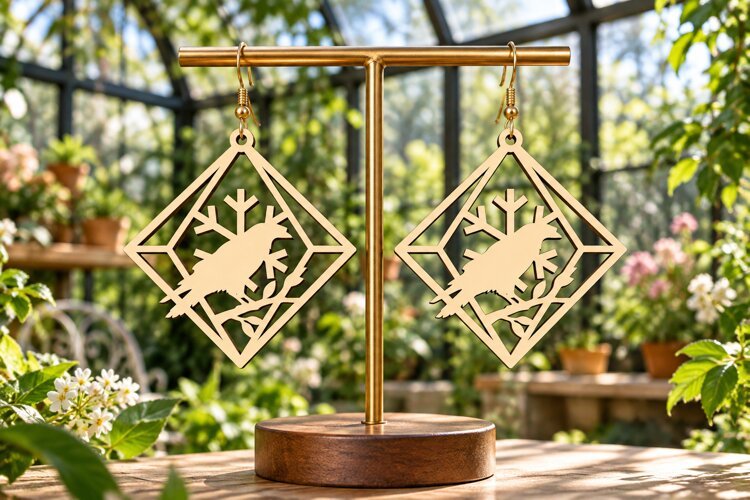 deer earring svg, geometric deer, deer laser cut, laser cut example image 1