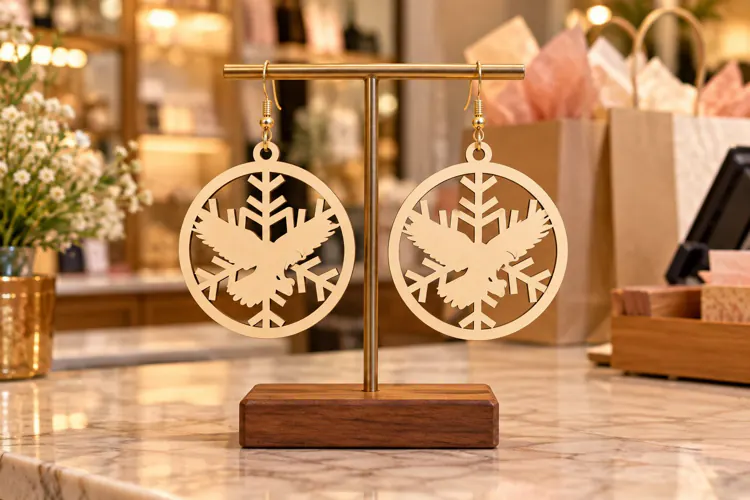 Snowflake Deer Laser Cut Earring SVG snowflake earring, deer