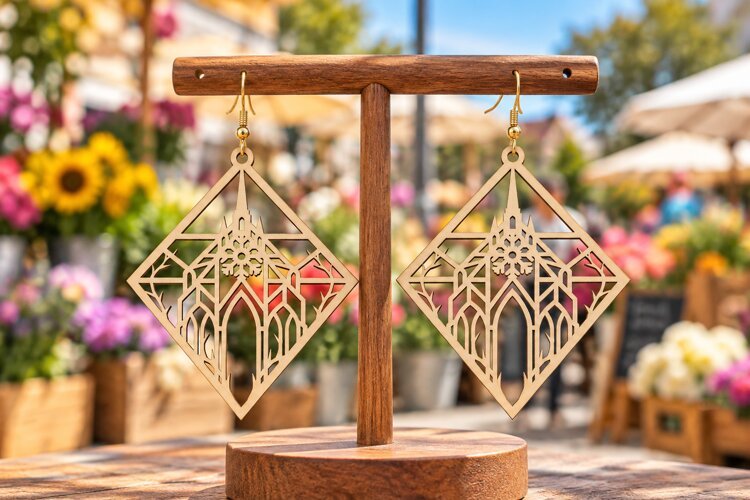 Stained Glass Laser Cut Earring SVG stained glass svg example image 1
