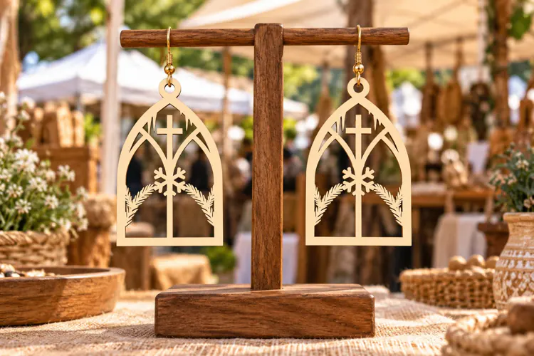 Gothic Window Laser Cut Earring SVG gothic window svg, windo