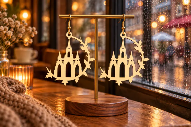 Gothic Castle Laser Cut Earring SVG gothic castle svg