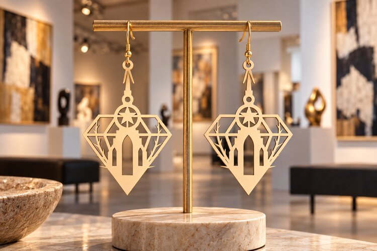 Geometric Drop Laser Cut Earring SVG geometric earring example image 1