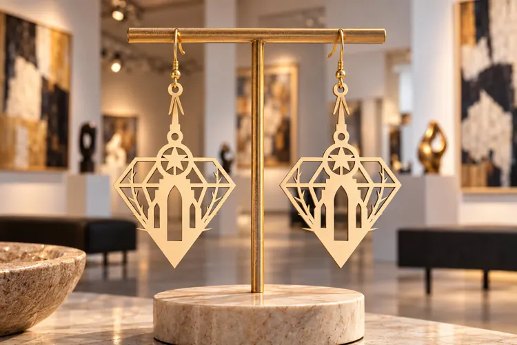 Geometric Drop Laser Cut Earring SVG geometric earring