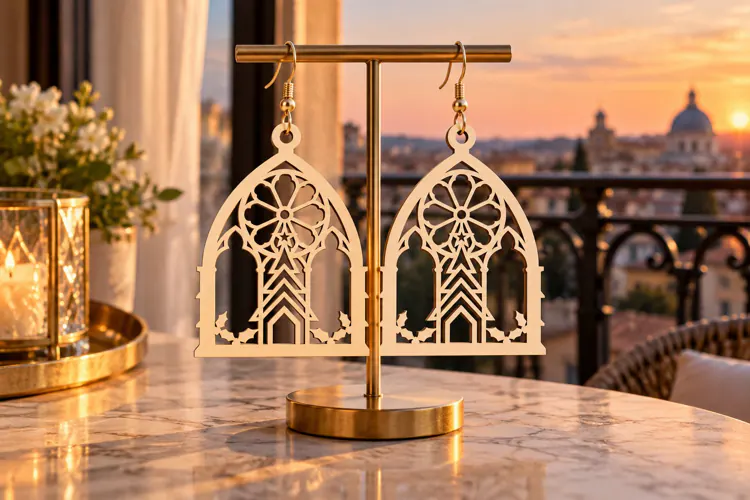 Gothic Arch Laser Cut Earring SVG gothic arch svg, gothic