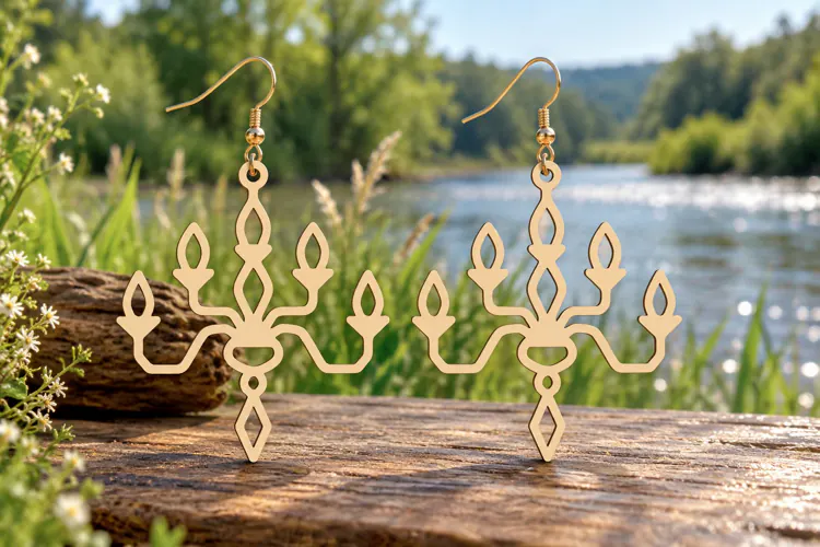 Flame Drop Laser Cut Earring SVG flame earring svg, flame