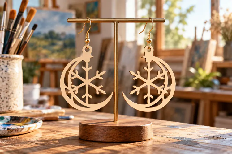 Snowflake Laser Cut Earring SVG snowflake svg, snowflake ear