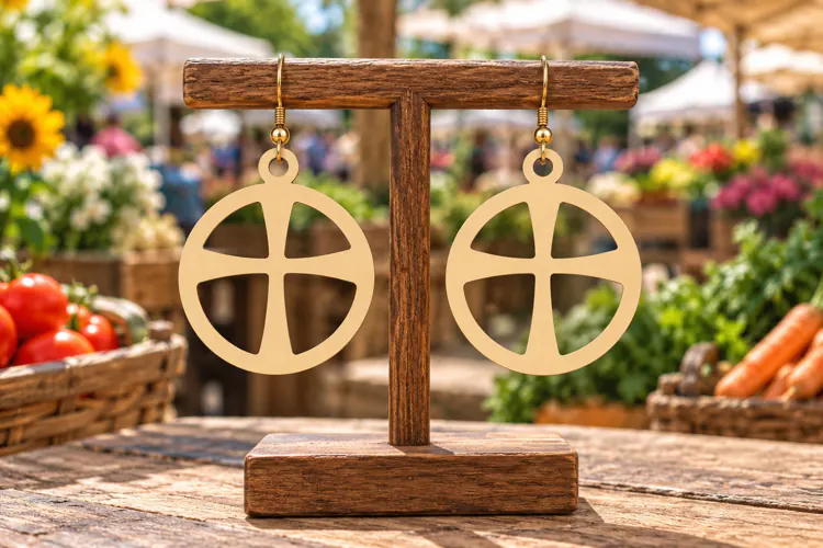 Cross Circle Laser Cut Earring SVG cross earring svg, cross