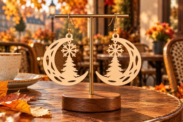 Pine Forest Laser Cut Earring SVG pine forest svg, tree example image 1