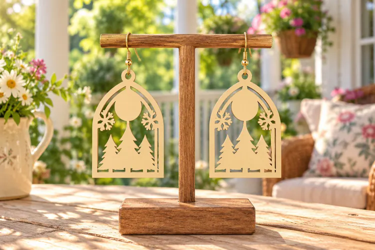 Hanging Leaves Laser Cut Earring SVG leaf earring svg