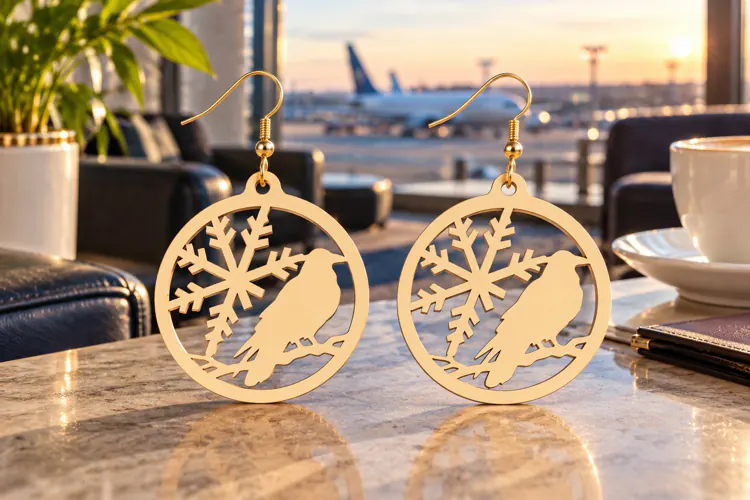 Moon Bird Laser Cut Earring SVG moon bird svg, bird earrings