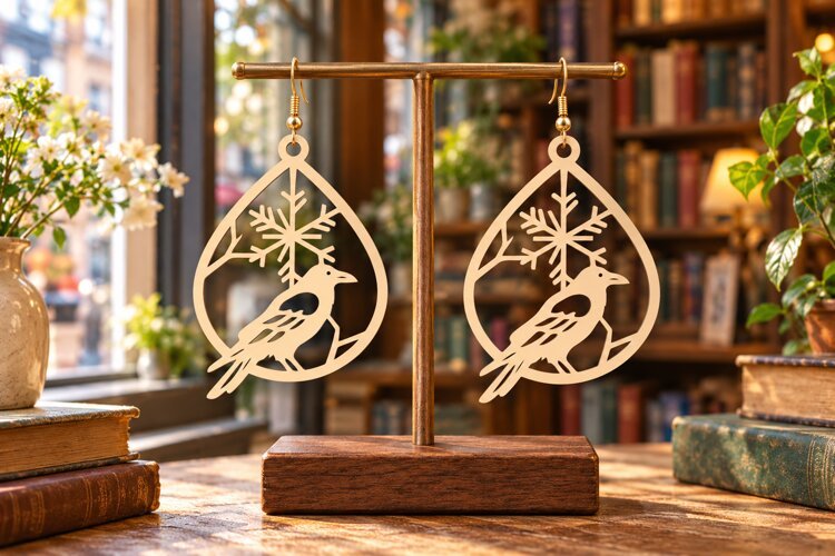 Hummingbird Laser Cut Earring SVG hummingbird svg, bird earr example image 1