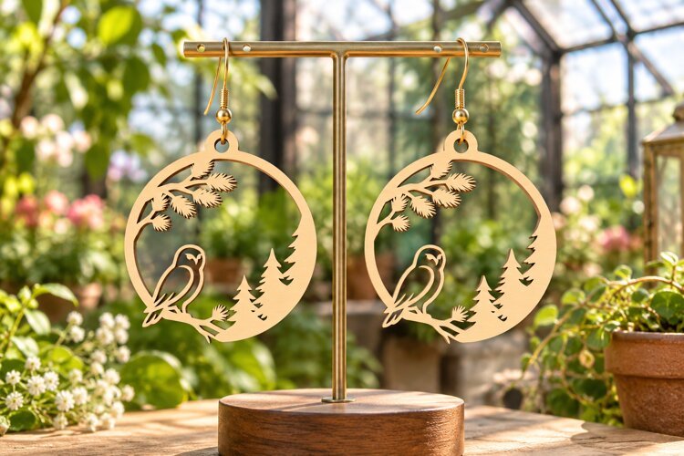 Rabbit Moon Laser Cut Earring SVG rabbit earring svg, bunny example image 1