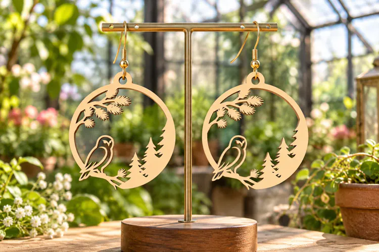 Rabbit Moon Laser Cut Earring SVG rabbit earring svg, bunny