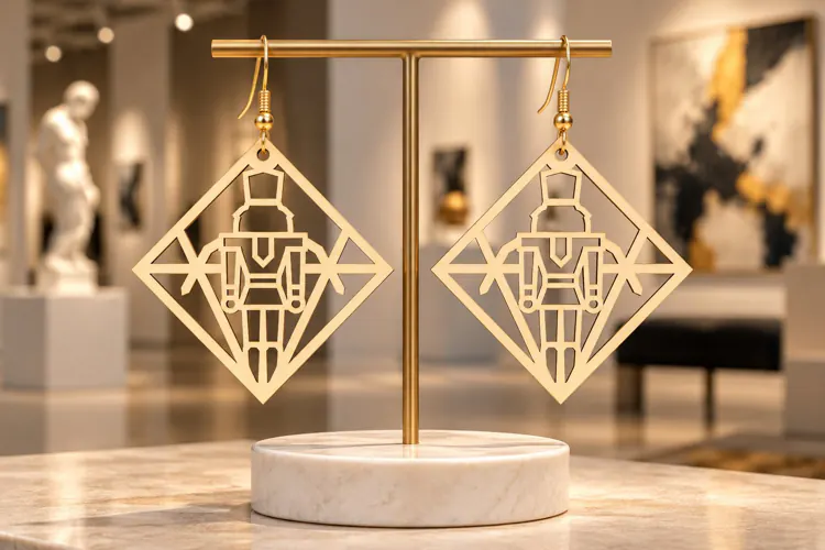 Art Deco Robot Laser Cut Earring SVG robot earring svg, robo