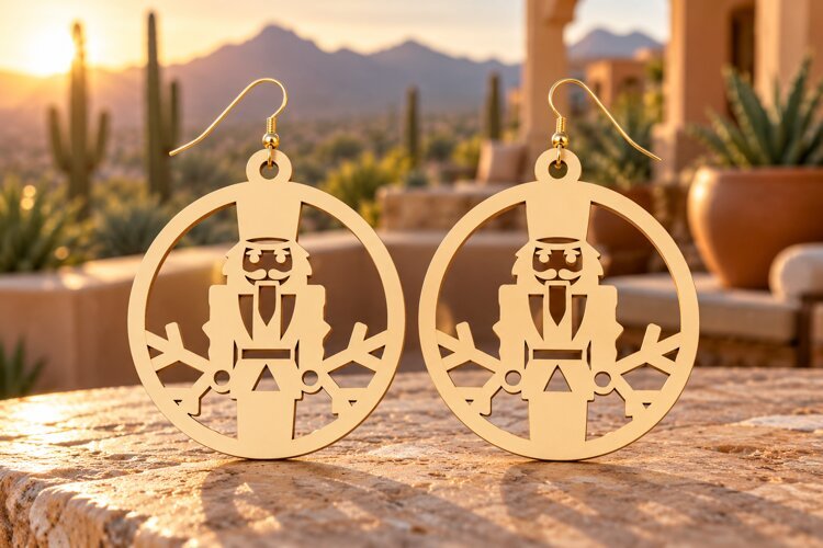 Nutcracker Round Laser Earring SVG nutcracker svg, round ear example image 1