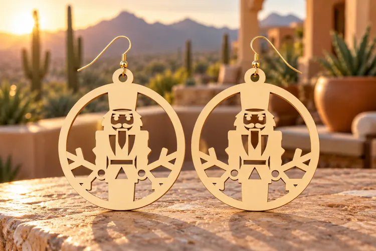 Nutcracker Round Laser Earring SVG nutcracker svg, round ear