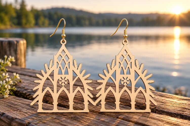 Gothic Cathedral Laser Earring SVG gothic earring svg, cathe example image 1