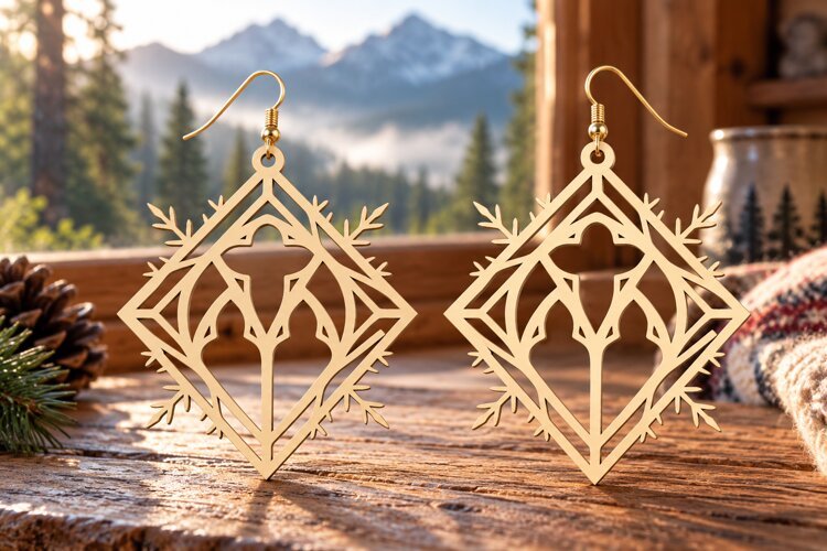Tree Moon Laser Cut Earring SVG tree moon svg, moon earring example image 1