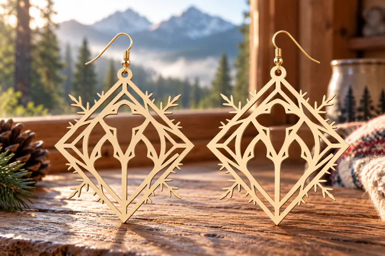 Tree Moon Laser Cut Earring SVG tree moon svg, moon earring