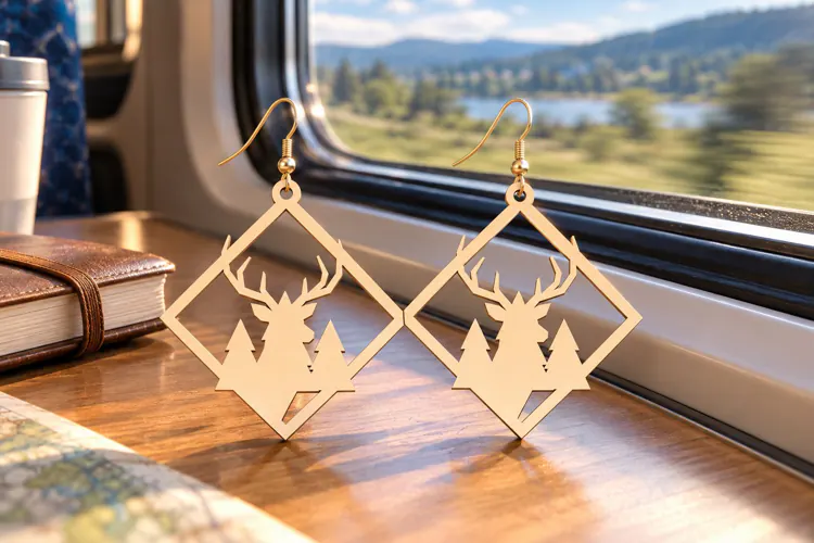 Deer Diamond Laser Cut Earring SVG deer earring svg, deer