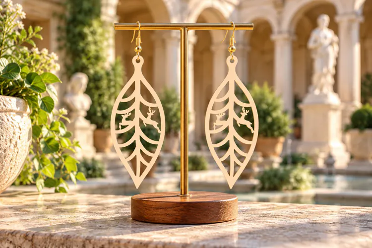 Botanical Leaf Laser Cut Earring SVG botanical earring, leaf