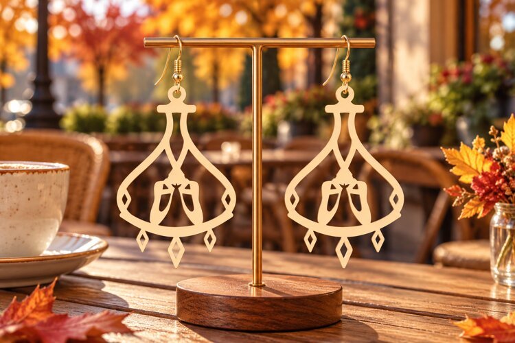 Gothic Drop Laser Cut Earring SVG gothic earring svg, drop example image 1