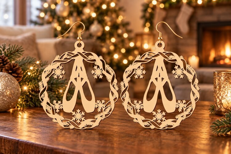 Angel Wreath Laser Cut Earring SVG angel earring svg, angel example image 1