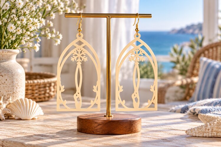Angel Arch Laser Cut Earring SVG angel earring svg, angel example image 1