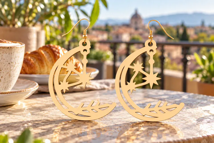 Moon Star Laser Cut Earring SVG moon star svg, moon earrings