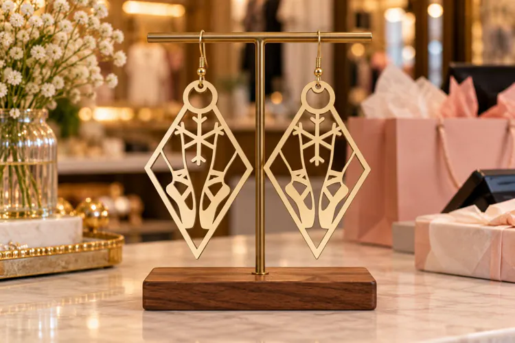 Christmas Snowflake Earrings SVG Laser Cut File, Diamond