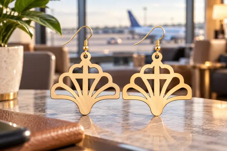Art Deco Fan Christmas Shell Earrings SVG Laser Cut File