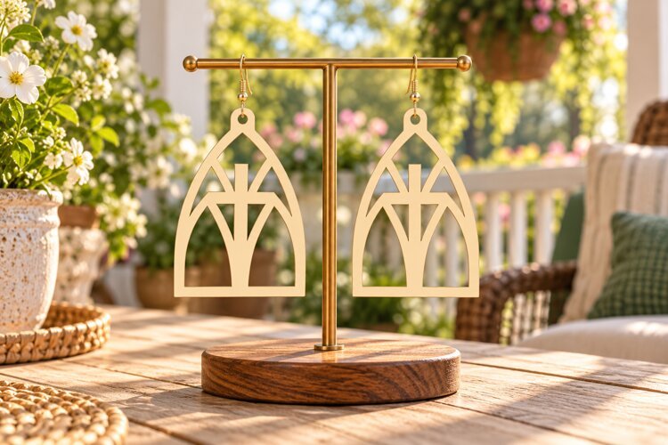 Cathedral Arch Geometric Window Earrings SVG Laser Cut File example image 1