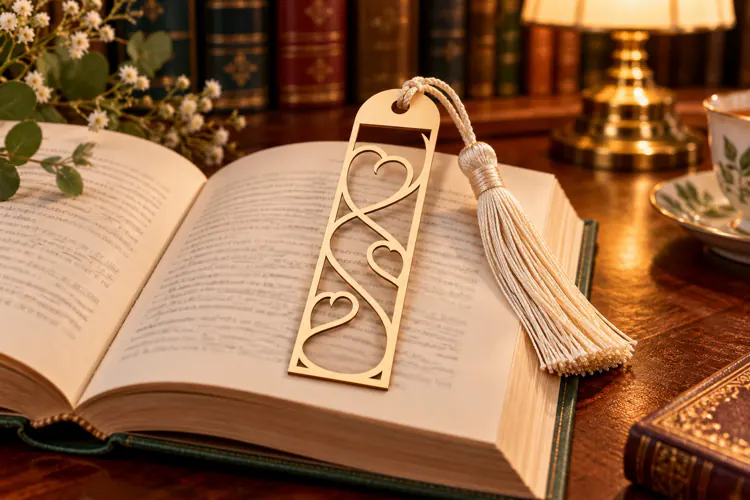 Floral Rose Bookmark Laser Cut SVG File, Botanical Flower